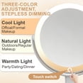 thumbnail image 5 of Lighted Makeup Mirror with 5X/10X/20X/30X Magnification, Double Sided LED Vanity Mirror with 3 Color Lights, Rechargeable 360° Rotating Cosmetic Mirror for Tabletop,White, 5 of 6