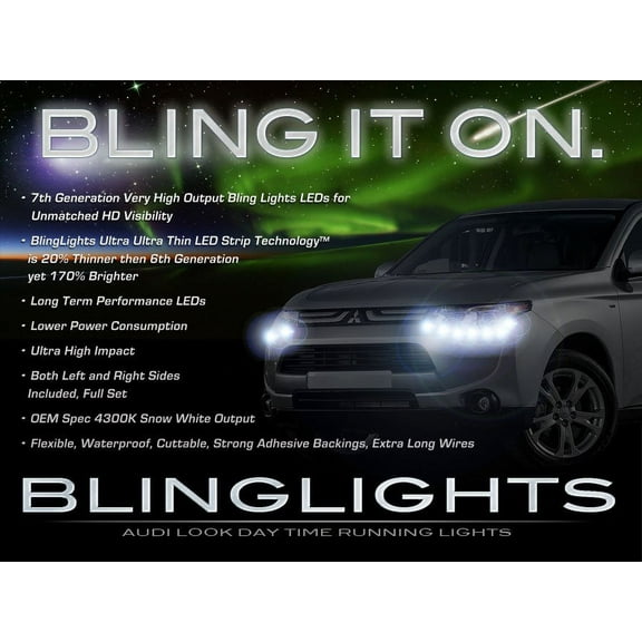 For Mitsubishi Outlander and Sport LED DRL Head Light Strips Daytime Running Lamps Kit