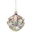 thumbnail image 2 of Northlight 4.25" Green Flowers on Pink Glass Christmas Ornament, 2 of 4