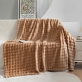 thumbnail image 2 of Manta de piel sintética color caramelo negra para sofá, manta de burbujas gruesa, muy suave y pesada, para cama, dormitorio, sala de estar, sofá estilo granja, 2 of 5
