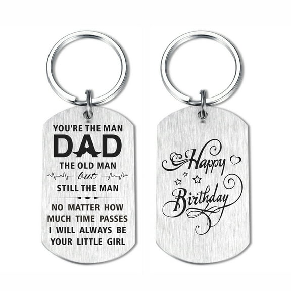 DEGASKEN Birthday Gifts for Dad, Stianless Steel Keychain for Father Birthday, Old Man Special Day Keepsake