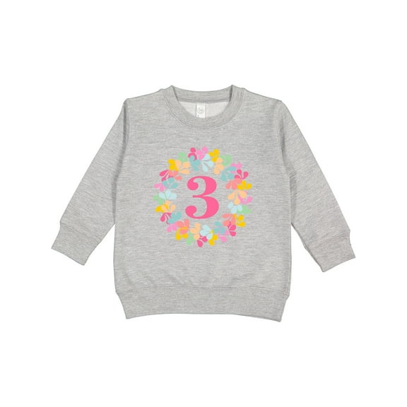 Inktastic 3rd Birthday Flower Wreath 3 Year Old Girl Toddler Sweatshirt