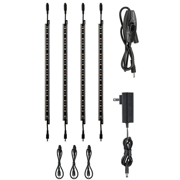 LED Safe Lighting Kit for Under Cabinet, Gun Safe, Shelf, Showcas, (4) 12 Inch Linkable Light Bars   Rocker Switch   UL Adapter, 5000K Daylight, Pack of 4