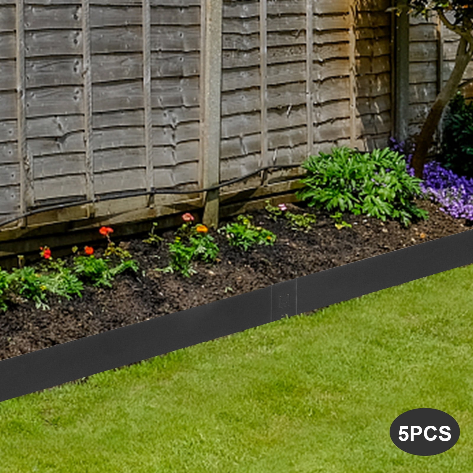Wildnix Steel Landscape Edging 5 Pcs 3x39in, Flexible Lawn Edging for Garden Borders, Shock-Resistant, Easy Installation with Hinges and Protective Gloves for Outdoor Use