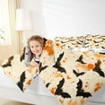 thumbnail image 4 of Feelyou Gothic Bat Queen Comforter Set, Happy Halloween Bedding Sets, Orange Watercolor Reversible Bedding Comforter Set, Breathable Home Decor,3 Pieces, 4 of 8