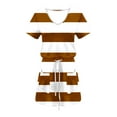 thumbnail image 4 of SMihono Women Striped Dress V Neck Short Sleeve Belted Drawstring Ruched Bodycon Dresses with Pockets Summer Brown White Swing Tunic Dress Coffee 6, 4 of 5