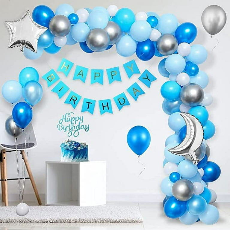 Cheap 1st 1 Year Baby Boy Blue Decor Party Metallic Latex Ballons