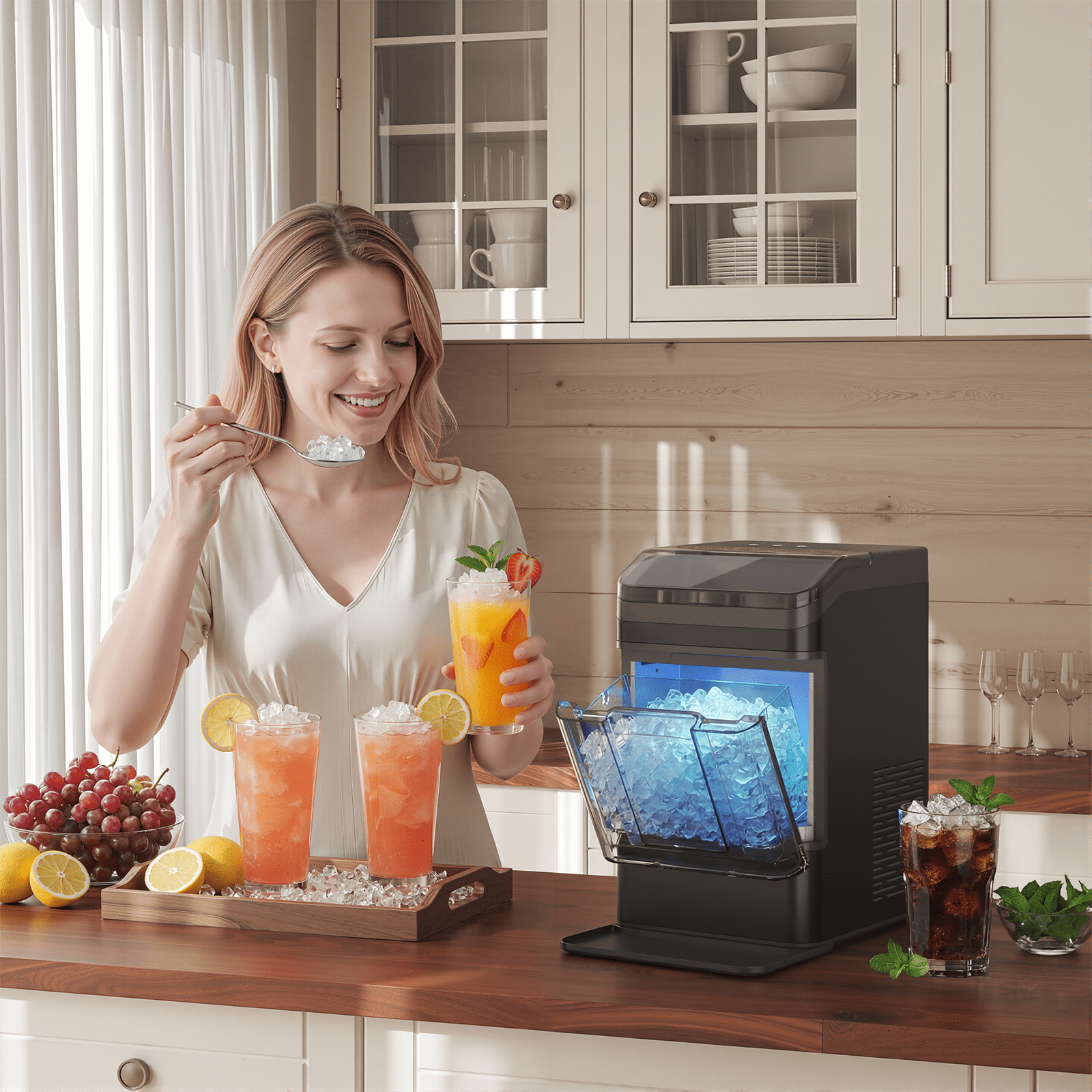 Nugget Ice Maker Countertop, 42lbs per Day Portable Ice Machine, 6 Mins Fast Ice Making, Self-Cleaning, Pebble Ice Making for Home, Party, Camping