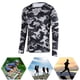 thumbnail image 5 of Camisetas de manga larga con cuello redondo para hombre Mallas deportivas para correr (Gris Negro XL), 5 of 8
