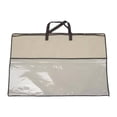 thumbnail image 1 of Organizador de ropa, bolsa de almacenamiento de mantas, contenedor de almacenamiento, organizador de armario transparente, bolsa de edredón para borde marrón, 1 of 8