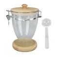 thumbnail image 2 of Food Storage Containers with Airtight Lid, Clear ABS Coffee Bean Storage Container with Wood Base, Multifunction Round Storage Container Jar for Coffee Beans Tea Flour Nuts Sugar, 2 of 8
