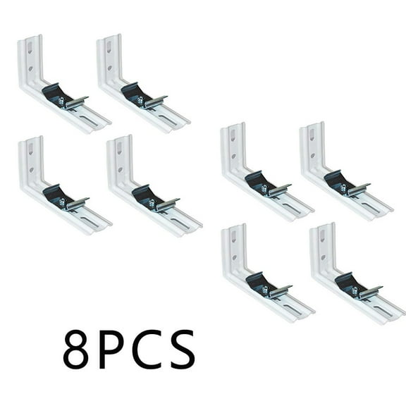 8-Piece L-Shaped Vertical Blind Brackets for 1-1/2" Head Rails,White Iron Mounting Hardware