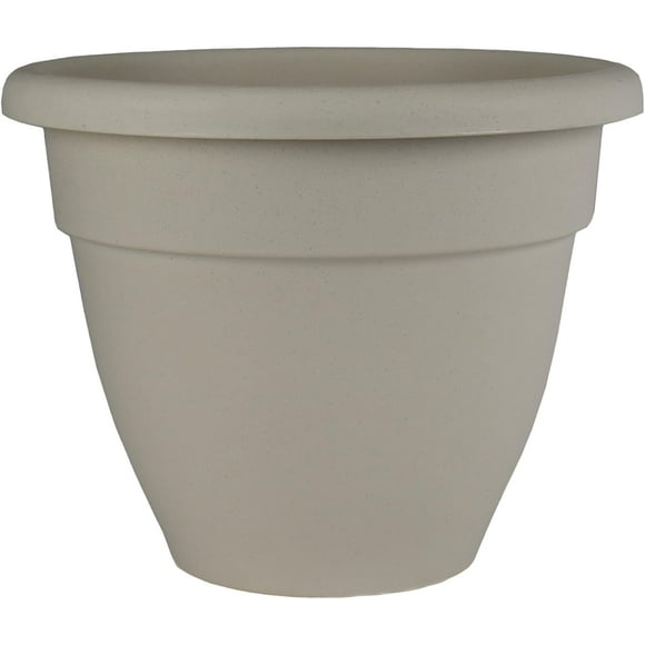 shiyou-Caribbean Planter Pot - Outdoor & Indoor Plant Pot with Drainage Hole & Plug - Rolled Rim Plastic Pots for Plants & Flowers - Decorative Plant Pot (12" Cottage Stone, Pack of 1)