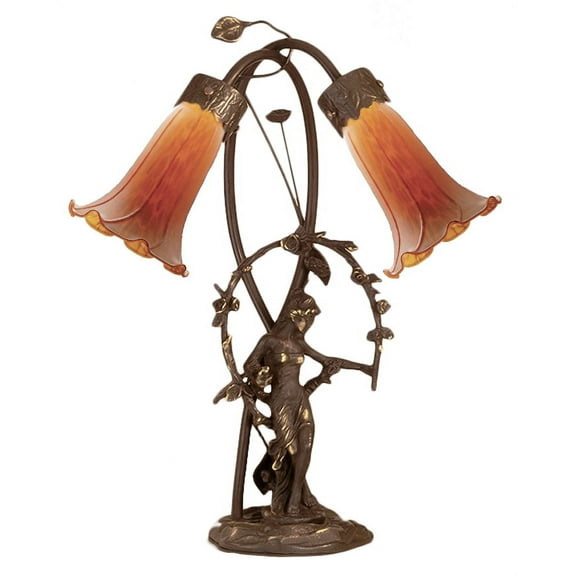 11822 Meyda 17"H Trellis Girl Lily Amber 2 Lt Accent Lamp