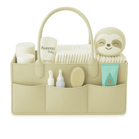 LAMSTOM Baby Diaper Caddy Organizer Nursery Basket Set Baby Basket Gift Registry Baby Shower List Baby Must Haves Essentials Neutral Baby Stuff For Newborn - Cream White