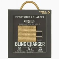 Gabba Goods Bling Rapid PD 20W Wall Charger with USB-C and USB-A Charging Ports - Gold
