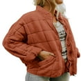 thumbnail image 2 of Women Stand Collar Quilted Jackets Long Sleeve Solid Color Full Zip Padded Jackets, 2 of 6