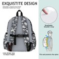 thumbnail image 5 of Dinosaur and Palm Navy Blue Pattern Cute School Backpack with Padded Back and Adjustable Shoulder Straps 13.4"x11"x4.7", 5 of 5