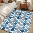 thumbnail image 4 of Blue Grey Area Rugs 3x5 ft Geometric Morocco Quatrefoil Lattice Washable Rug Non Slip Indoor Carpet Absorbent Floor Mat for Living Room Bedroom Dining Room, 4 of 9