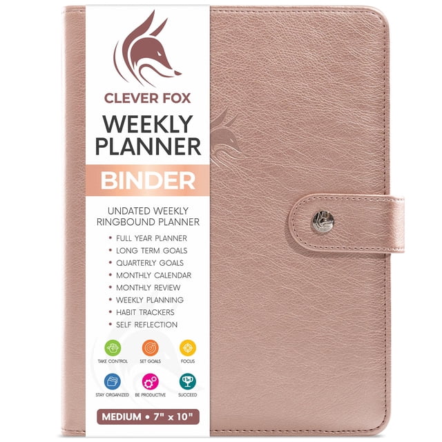 Clever Fox Weekly Planner Binder – Goal Setting Planner for Time Management & Weekly Tasks – Work & Life Organizer with