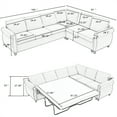 thumbnail image 2 of 2 in 1 Pull Out Sleeper Sofa Bed, 6 Seater L Shaped Sectional Sofa with Soft Backrest, Large Combined Couch for Living Room Apartment, 2 of 8