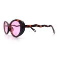thumbnail image 6 of Womens Unique Wavy Crooked Arm Mod Oval Plastic Sunglasses Tortoise - Pink, 6 of 8