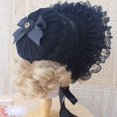 thumbnail image 4 of Slccxzc Women Victorian Bonnets Lace Party Sun Hat Gothic Style Lolita Exhibition Hair Accessories Flat Hat for Women, 4 of 7