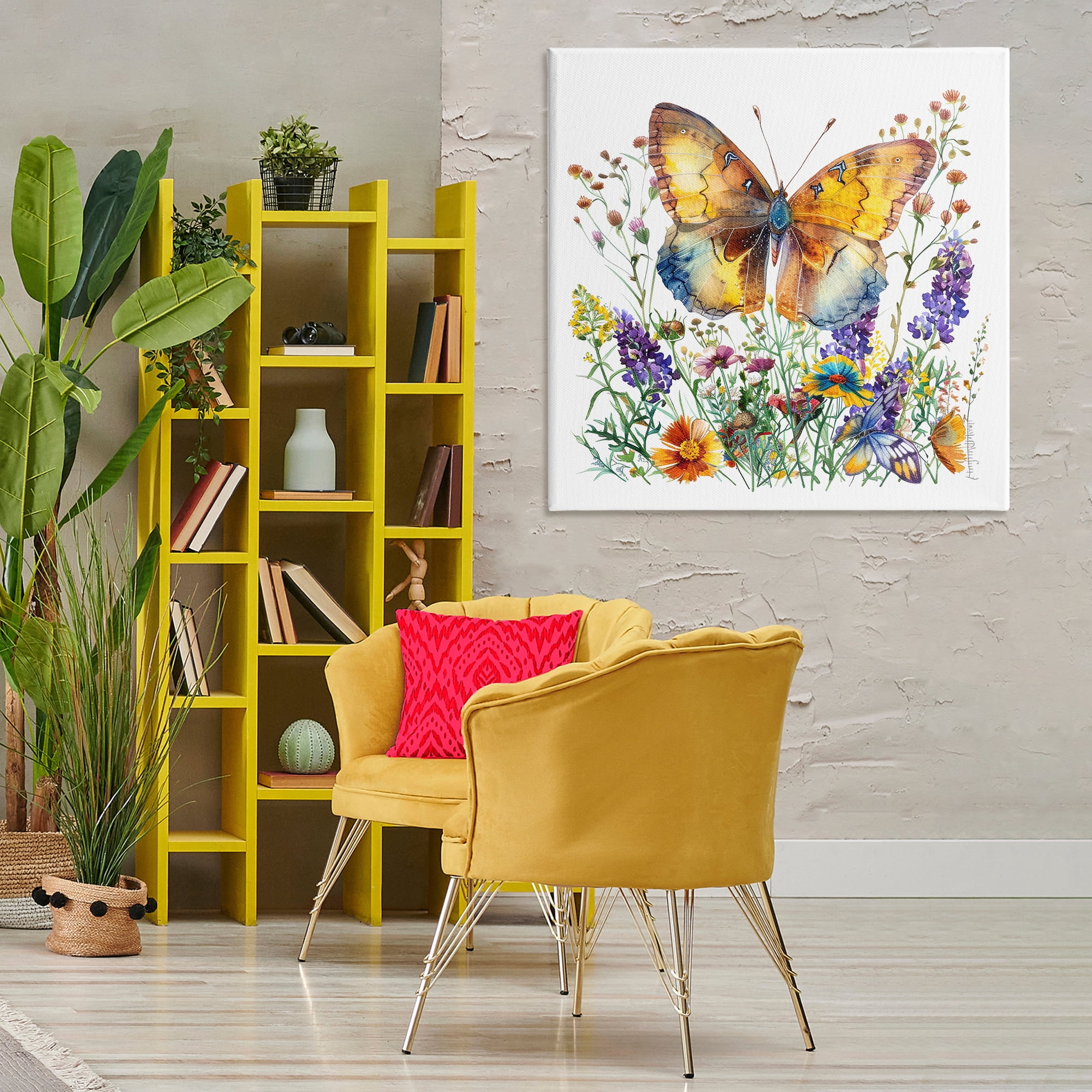 Stupell Industries Mixed Butterfly Garden Insects Painting Wrapped Canvas Art Print Wall Art, 36 x 36