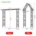 thumbnail image 5 of Yoneston Metal Garden Arch with Adjustable Width W42.52"- W78.15", Metal Garden Arbor for Climbing Plants, Bridal Party Wedding Decoration Outdoor Lawn Backyard, Black, 5 of 7