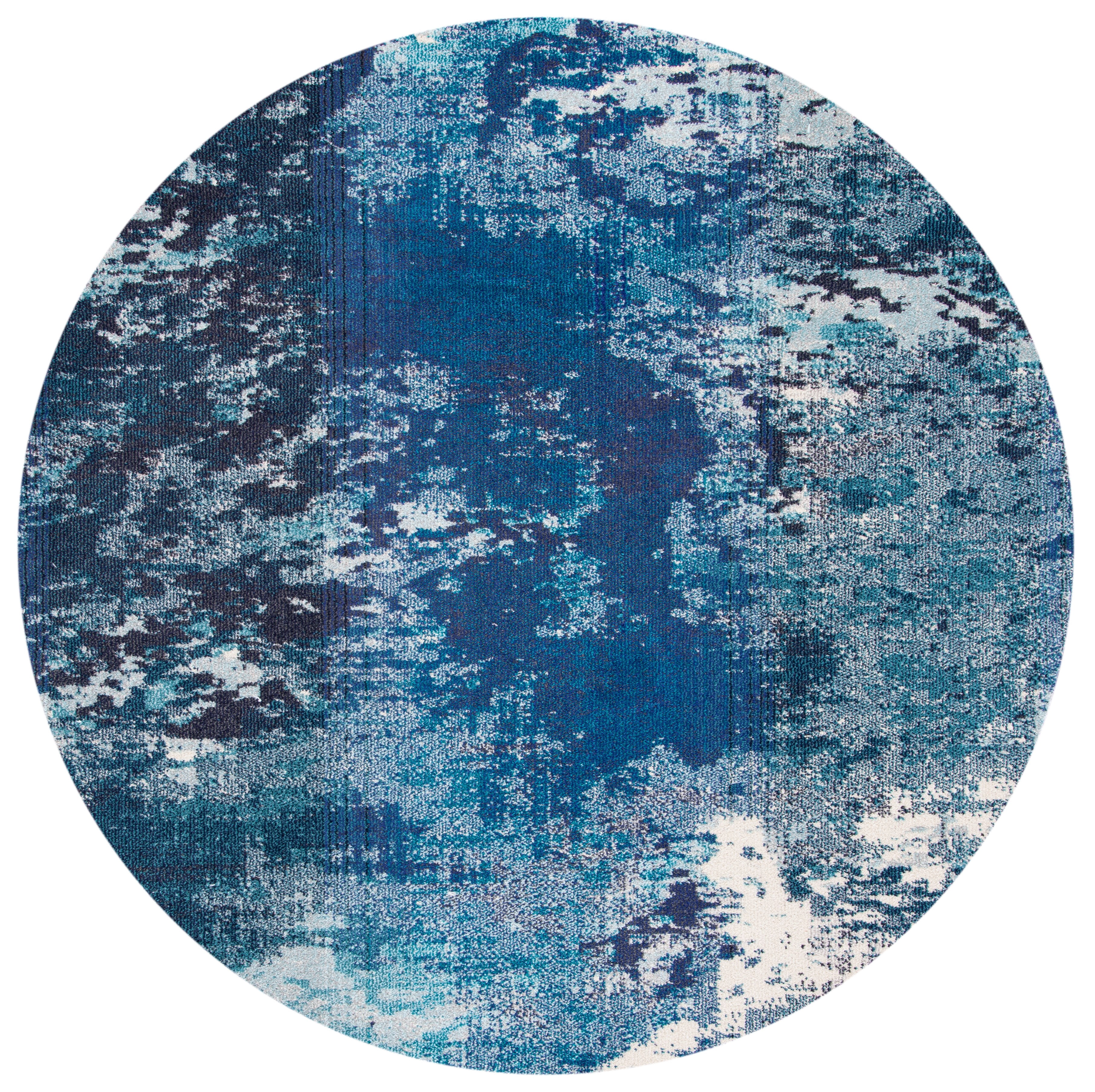Safavieh Madison Oscar Abstract Area Rug, Navy/Ivory, 8' x 8' Round