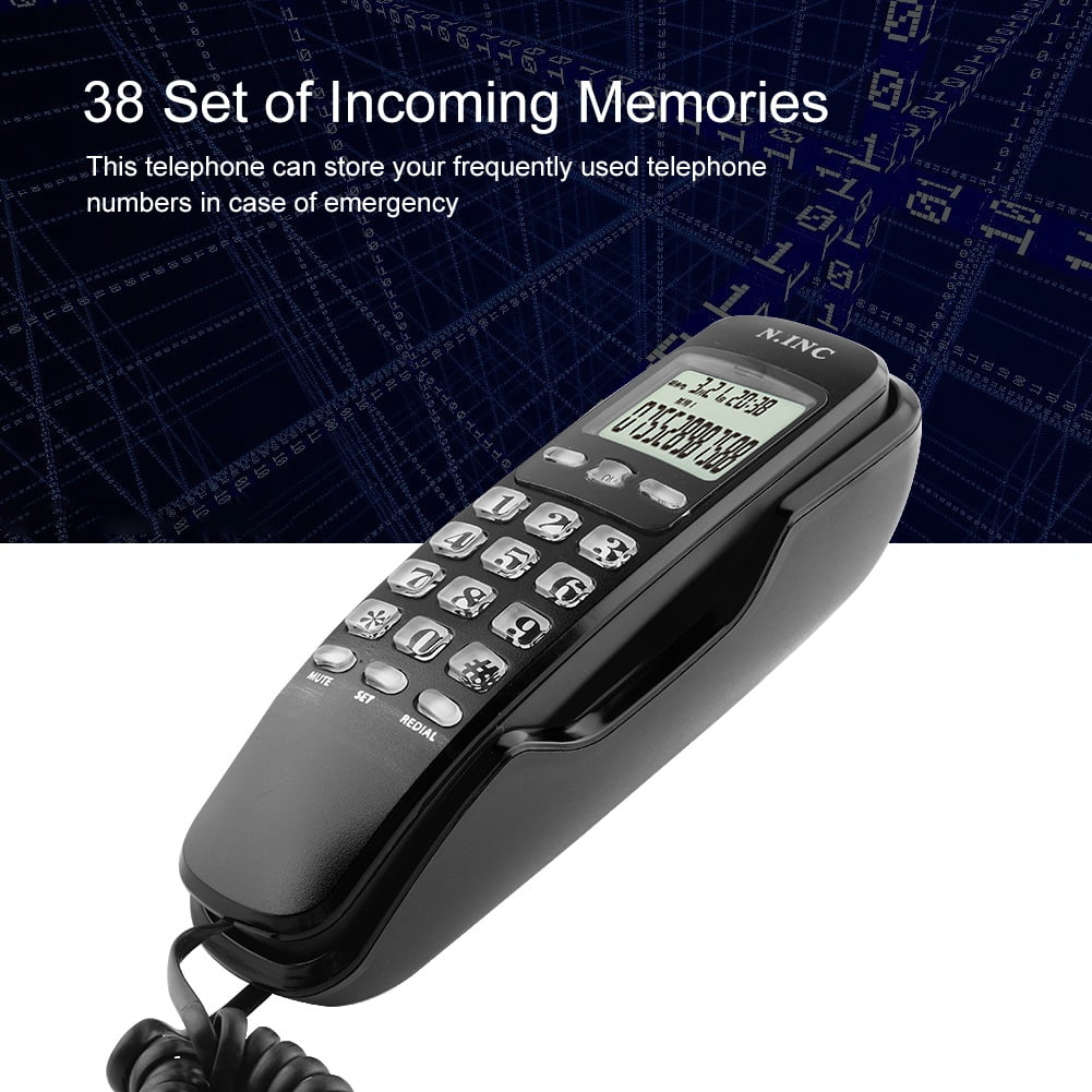 OTVIAP Wall Mount Corded Phone with LCD Display, Black