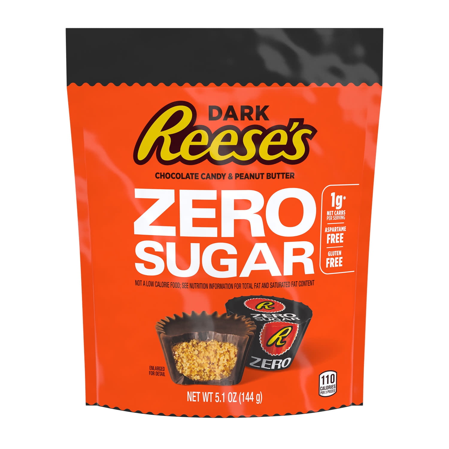 (3 pack) Reese's Zero Sugar Miniatures Dark Chocolate Peanut Butter Cups Candy, Bag 5.1 oz