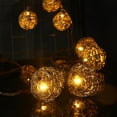 thumbnail image 7 of Rattan Ball String Lights, Boho Lantern String Lights with 10 Led Bulbs Connectable, Indoor Outdoor String Light for Bedroom Wedding Garden Party Backyard Decor, 9.84FT, 7 of 7