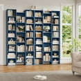 thumbnail image 4 of Homfa 21-Cube Bookcase, 71’’ Tall Wooden Bookshelves with Adjustable Shelves, Triple Wide CD Display Storage Organizer Shelf for Home Office, Blue, 4 of 9