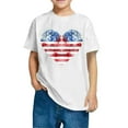 thumbnail image 2 of wycnly Girls Tops Tee Top for Kids Kids Boys Loose Fit 4th of July Star Striped Graphics Patriotic Tees Shirts Fashion Heart Print Short Sleeve Tops Girls Tops(Size:5 Years), 2 of 6