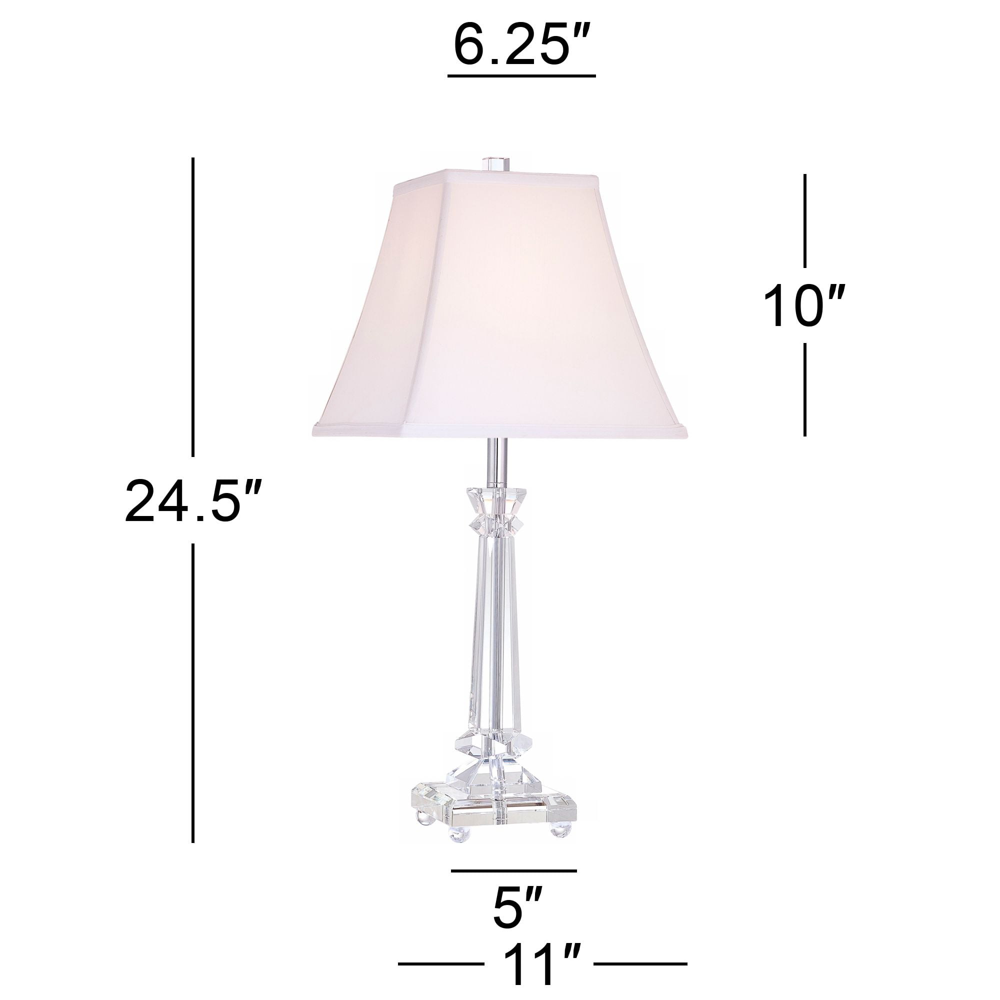 Vienna Full Spectrum Traditional Table Lamp 25" High Crystal Glass Column White Square Bell Shade for Living Room Family Bedroom Bedside