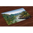 thumbnail image 1 of Ambesonne Colorful Place Mats Set of 4, Tropic Thai Village, Standard Size, Forest Green Turquoise, 1 of 4