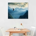 thumbnail image 2 of Creowell American Flying Eagle Canvas Wall Art Bald Eagle Mountain Landscape Picture Wall Decor Foggy Forest Wildlife Scenery Painting Artwork for Bedroom Office Living Room Decor 20x16 in/16x12 in, 2 of 4