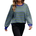thumbnail image 5 of Horkkom Sweatshirt for Women Crewneck Striped Print Pullover Sweatshirts Casual Loose Comfy Sweat Shirts L, 5 of 9