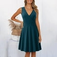 thumbnail image 5 of gakvbuo Summer Tank Dresses For Women Knee Length Wrap V Neck Sleeveless Sundress With Pockets Vacation Dresses Wedding Guest Dresses Cocktail Dresses For Women, 5 of 7