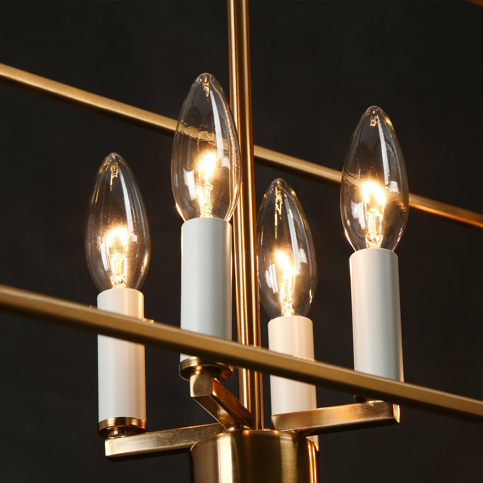 LNC 32-in Gold Rectangular 8-Light Island Chandelier for Kitchen Island & Dining Room