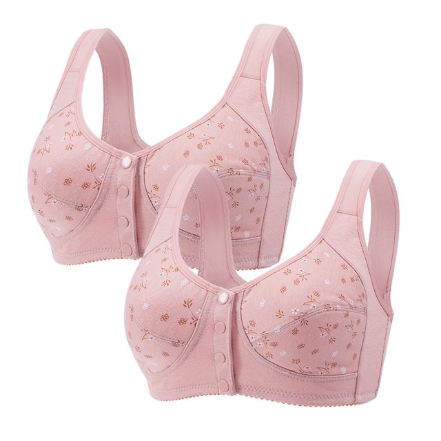 Bras Women Front Closure Non-Restrictive Fit Bra Plus Size With Wireless No Padding Brassiere Femme Pink 90B