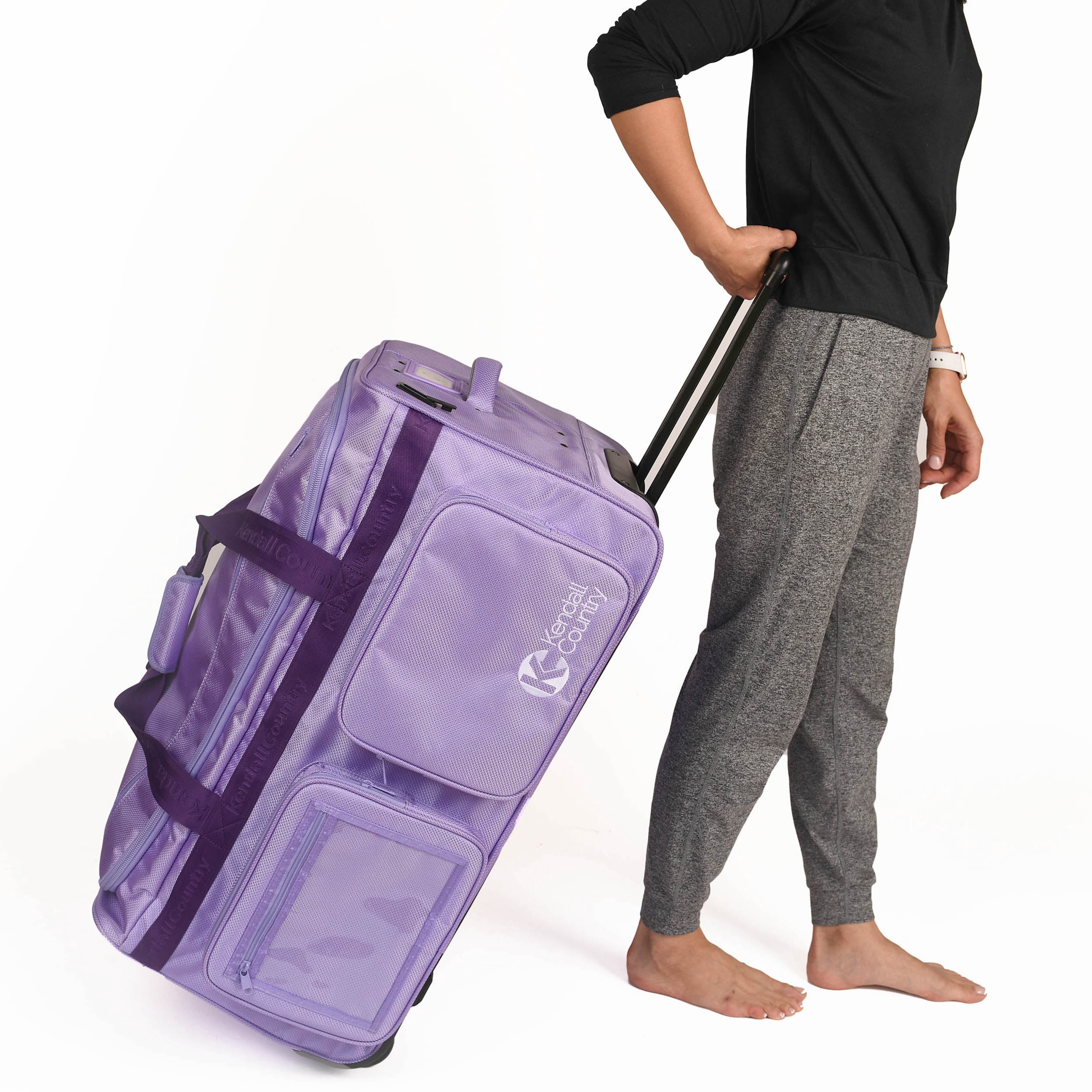 Kendall Country Dance Rolling Duffel with Garment Rack, Lilac, Large, 28-inch
