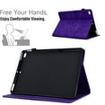 thumbnail image 5 of Embossed Folio Flip Smart Case Cover for iPad 5th Gen 9.7" 2017/iPad 6th Gen 9.7" 2018, Premium PU Leather Kickstand Card Slots Magnetic Auto Sleep / Wake with Pen Slot Case, Purple, 5 of 5