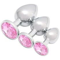 Anal Butt Plug Set Jewelry Design Stainless Steel 3PCS Anal Sex Toys Set,Adult Sex Toys for Couples Female Male-Pink