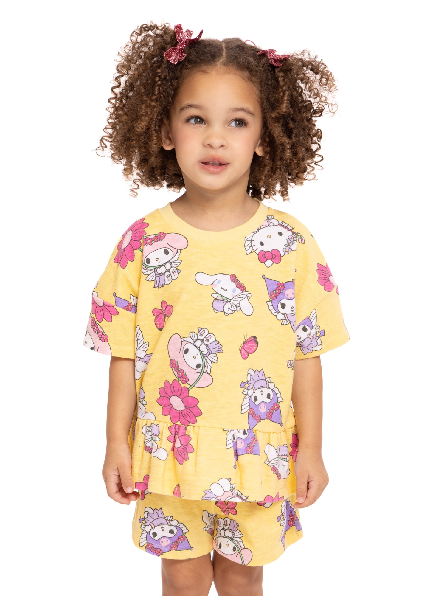 Hello Kitty and Friends Toddler Girls' Short Sleeve Graphic Tee and Matching Shorts Set, 2-Piece, Sizes 12M-5T
