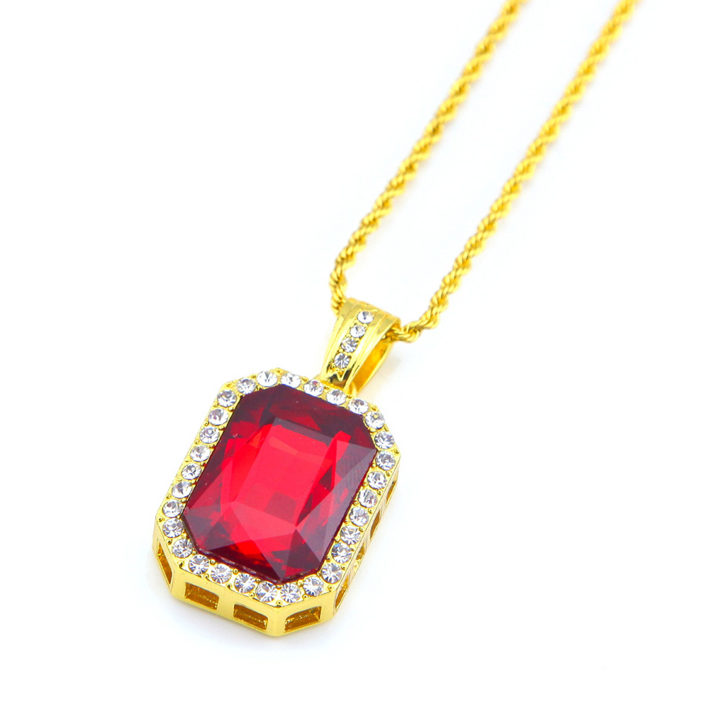 Men Crystal Pendants Necklaces Gold 