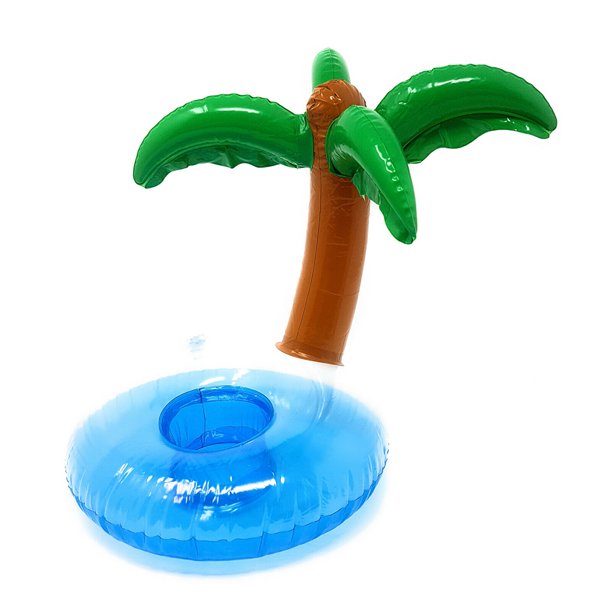 Vogacara Portavasos inflable Piscina Ducha Bañera Fiesta en la playa Bañera de hidromasaje Bebidas Botella Coaste Anillo de natación Juguetes de fiesta Juguetes árbol de coco Vogacara FN0384-06B