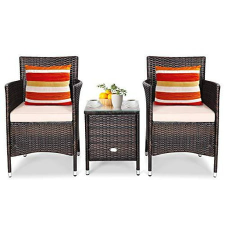 Tangkula 3 Pcs Patio Wicker Rattan Furniture Set Outdoor Conversation With Coffee Table Chairs Thick Cushions For Garden Lawn Backyard Pool Beige Canada - Tangkula 3 Piece Patio Furniture Assembly Instructions