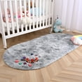 thumbnail image 3 of Arogan Fluffy Oval Rug for Bedroom Soft Tie Dye Area Rugs for Girls Room,2.6 x 5.3ft Tie-Dye Gray, 3 of 8